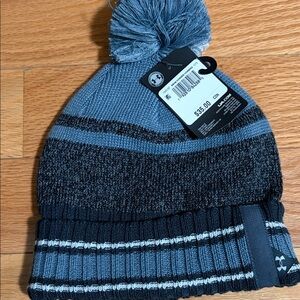 Under Armour Blue and Black Pom Beanie